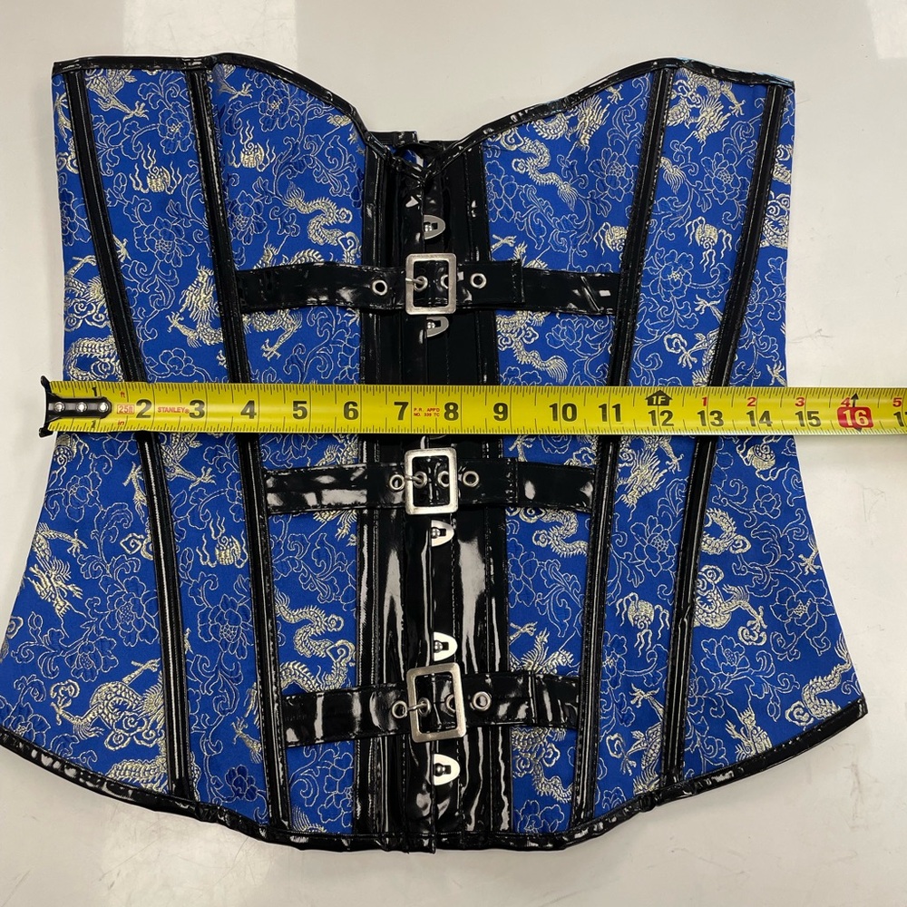 Blue and Black Corset with Buckle Details